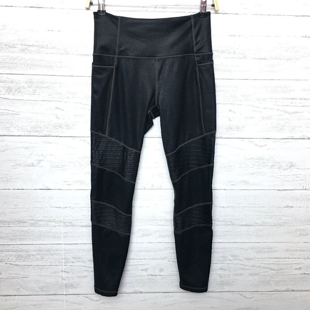 Athleta Women's Black Leggings Inclination Moto Sparkly Small length 25"